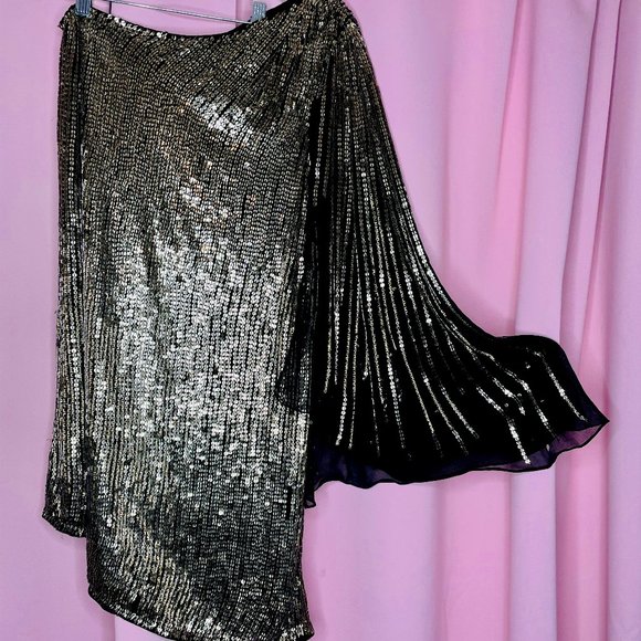 Parker Dresses & Skirts - Black & Gold Sequin One Sleeve Dress Size S